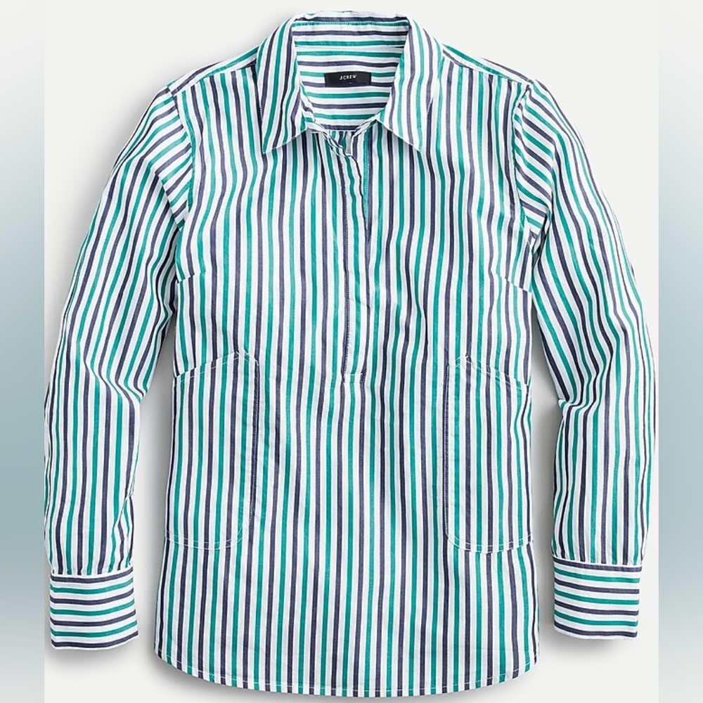 J. CREW Cotton Poplin Shirt In Mixed Stripe 2X.